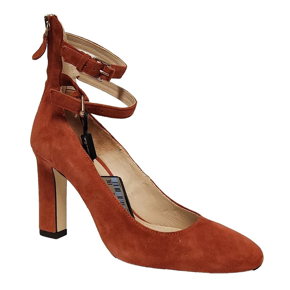 Massimo Dutti Burnt Orange Suede Double Ankle Straps  High Block Heels EU36/US6